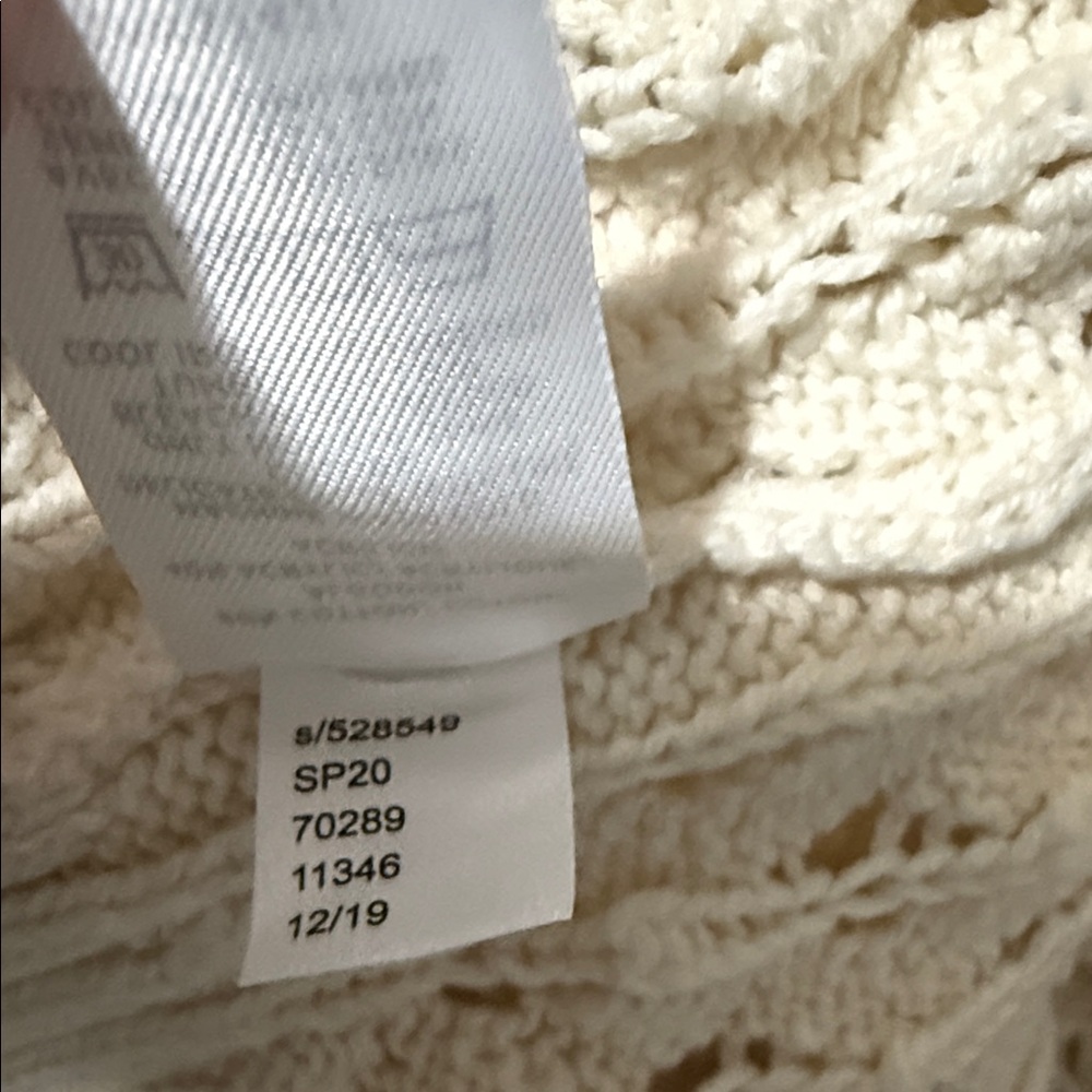 LOFT Women’s Cream Open Stitch Pointelle Knit Sweater~ Size Small - Picture 7 of 7